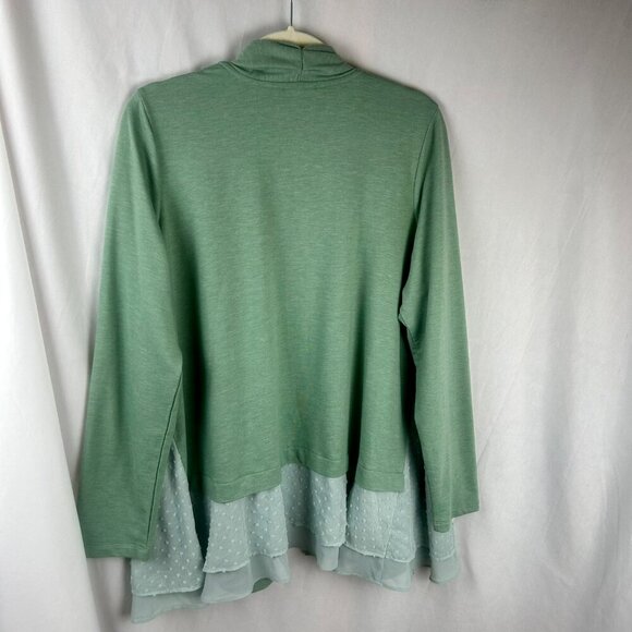 Logo‎ Lori Goldstein Lounge Open Cardigan Women Large Green Long Sleeve Pocket - Picture 4 of 8